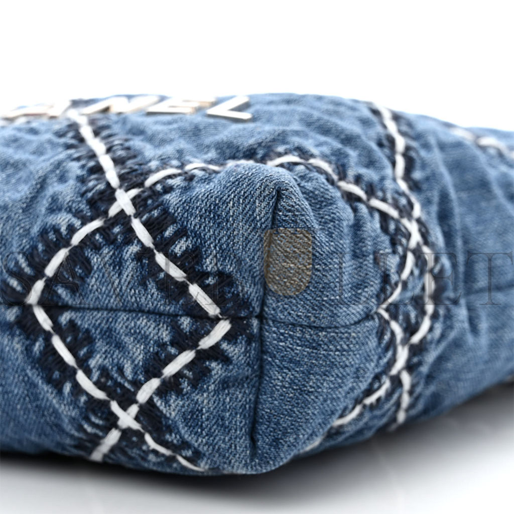 CHANEL STITCHED DENIM QUILTED MINI CHANEL 22 BLUE (19*18*6cm) CHANEL STITCHED DENIM QUILTED MINI CHANEL 22 BLUE (19*18*6cm)