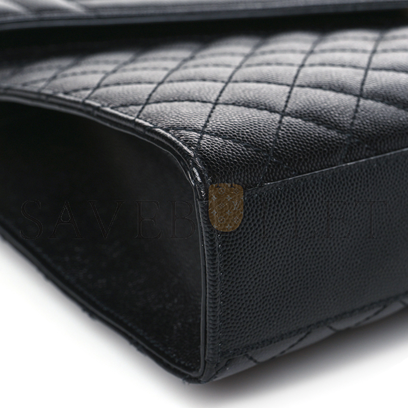YSL ENVELOPE LARGE IN QUILTED GRAIN DE POUDRE EMBOSSED LEATHER 600166BOW911000 (31*22*7.5cm)