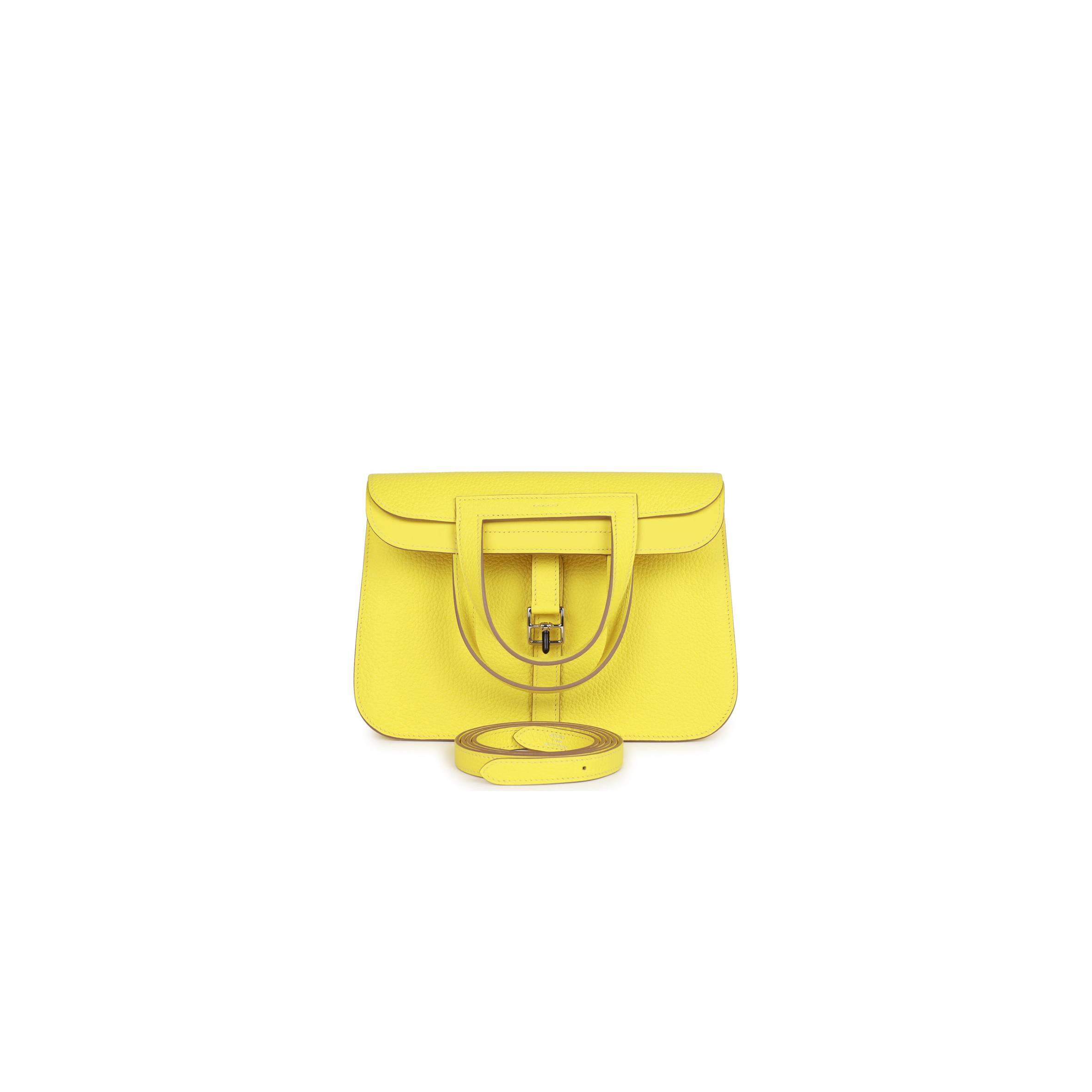 HERMES HALZAN 25 LIME CLEMENCE PALLADIUM HARDWARE (25cm) HERMES HALZAN 25 LIME CLEMENCE PALLADIUM HARDWARE (25cm)