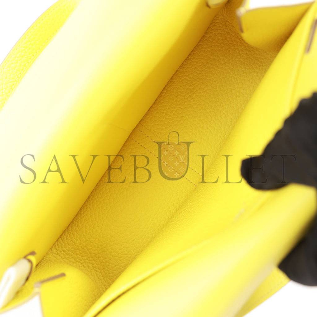 HERMES HALZAN 25 LIME CLEMENCE PALLADIUM HARDWARE (25cm) HERMES HALZAN 25 LIME CLEMENCE PALLADIUM HARDWARE (25cm)