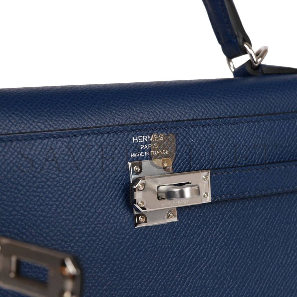 HERMES KELLY SELLIER 25 BLEU SAPHIR EPSOM PALLADIUM HARDWARE (25*17*7cm) HERMES KELLY SELLIER 25 BLEU SAPHIR EPSOM PALLADIUM HARDWARE (25*17*7cm)