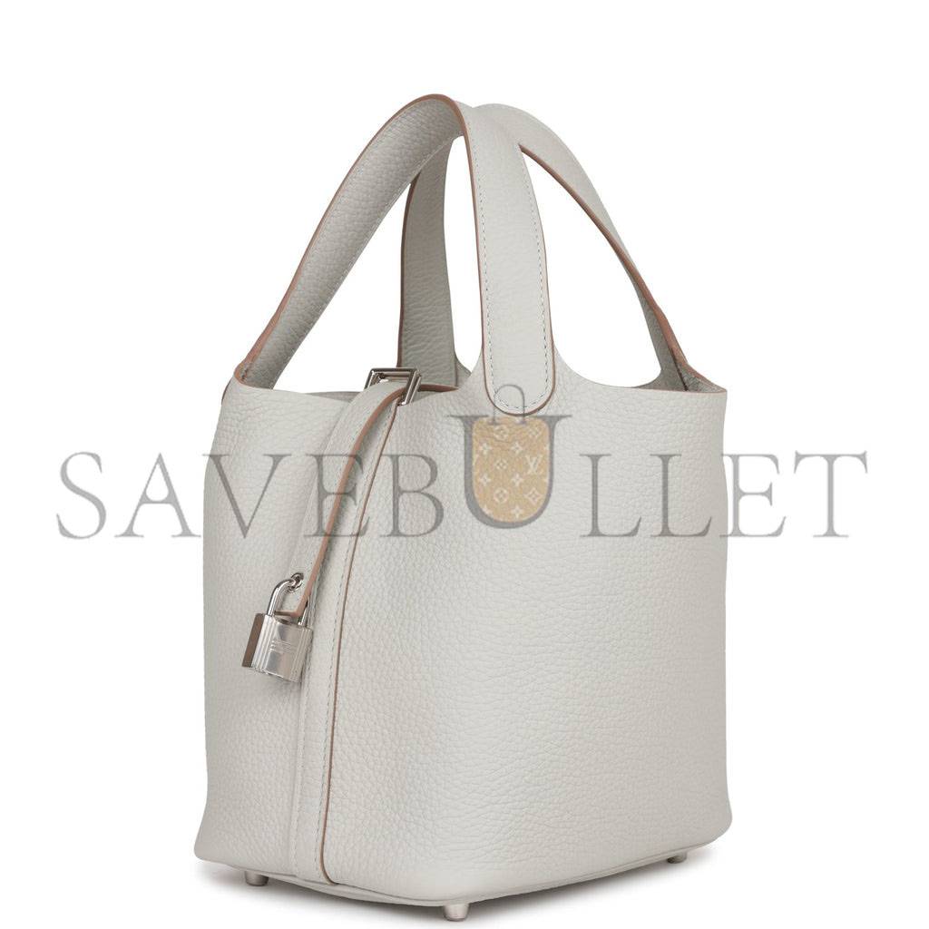 HERMES PICOTIN LOCK 18 GRIS PERLE CLEMENCE PALLADIUM HARDWARE (18*13*18cm) HERMES PICOTIN LOCK 18 GRIS PERLE CLEMENCE PALLADIUM HARDWARE (18*13*18cm)