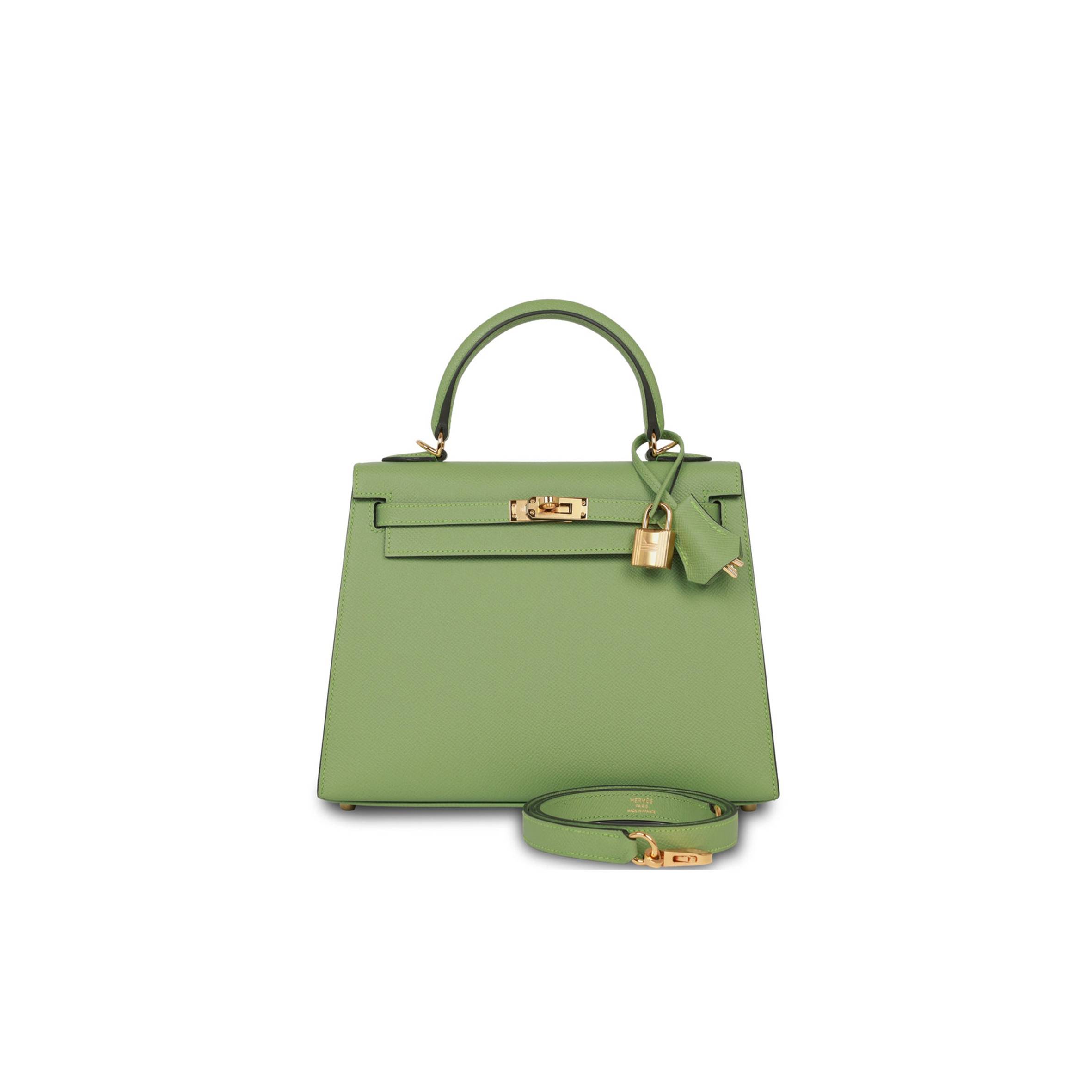 HERMES KELLY SELLIER 25 VERT CRIQUET EPSOM GOLD HARDWARE HANDMADE (25*17*7cm) HERMES KELLY SELLIER 25 VERT CRIQUET EPSOM GOLD HARDWARE HANDMADE (25*17*7cm)