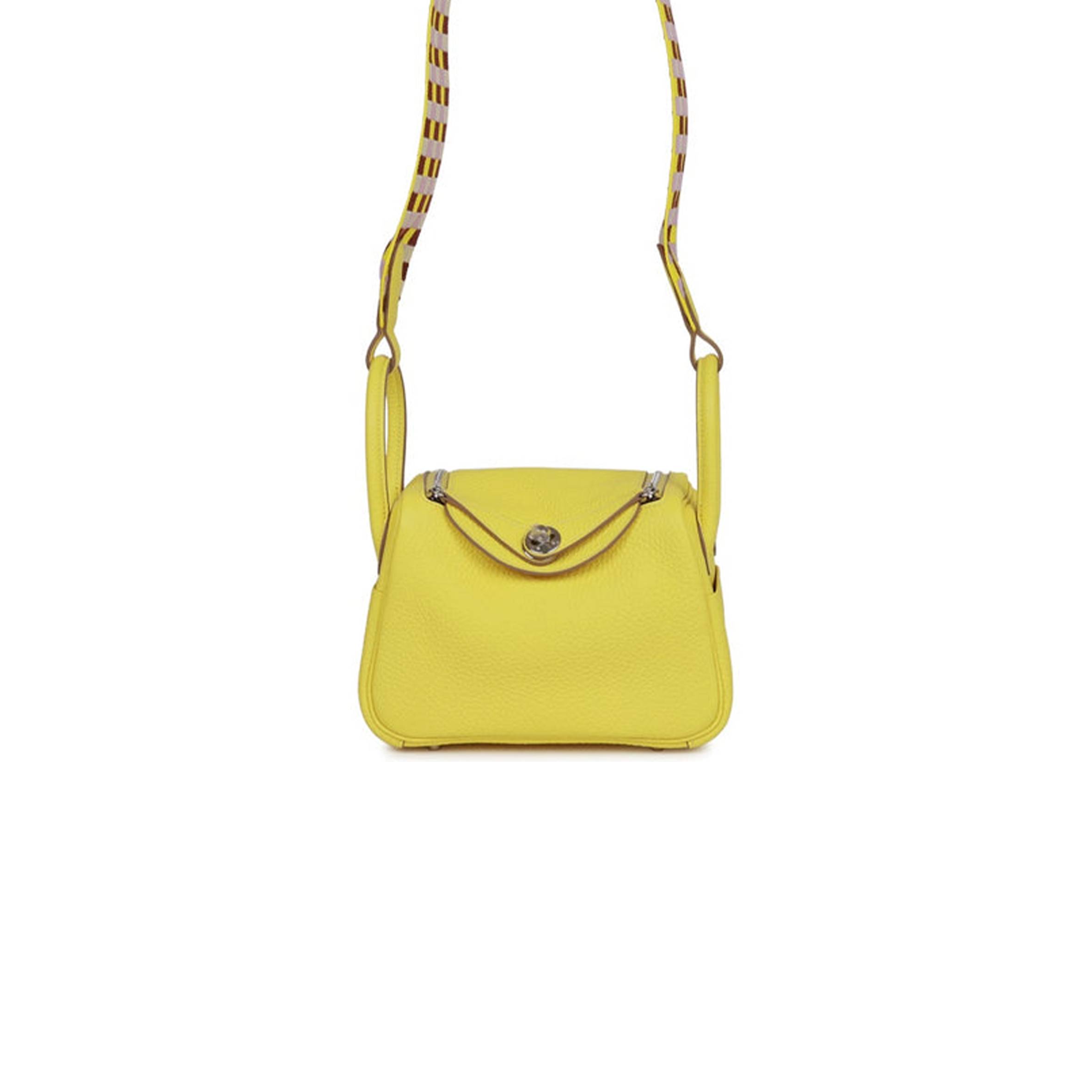 HERMES MINI LINDY LIME CLEMENCE PALLADIUM HARDWARE (19*12.5*9) HERMES MINI LINDY LIME CLEMENCE PALLADIUM HARDWARE (19*12.5*9)