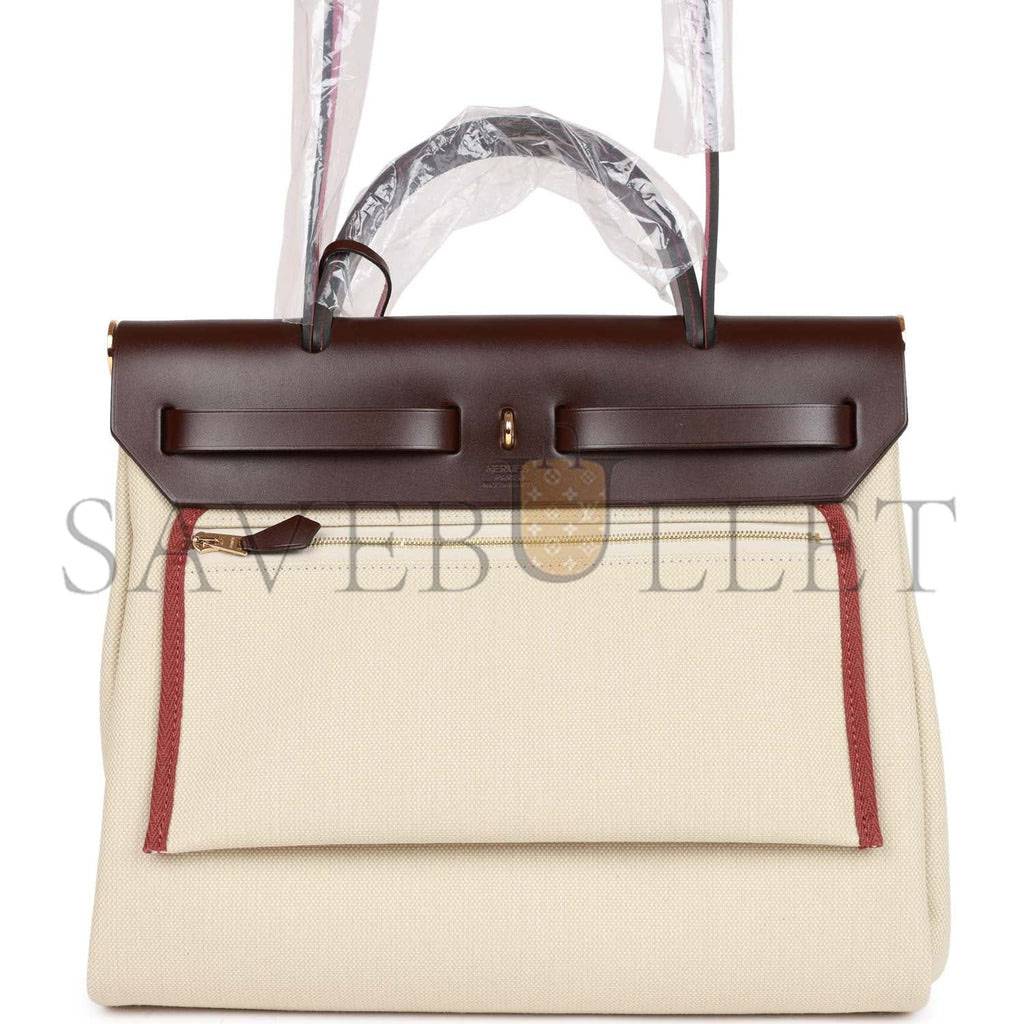HERMES HERBAG ZIP PM 31 BETON TOILE H BERLINE ROUGE SELLIER HUNTER GOLD HARDWARE (30*27*11cm) HERMES HERBAG ZIP PM 31 BETON TOILE H BERLINE ROUGE SELLIER HUNTER GOLD HARDWARE (30*27*11cm)