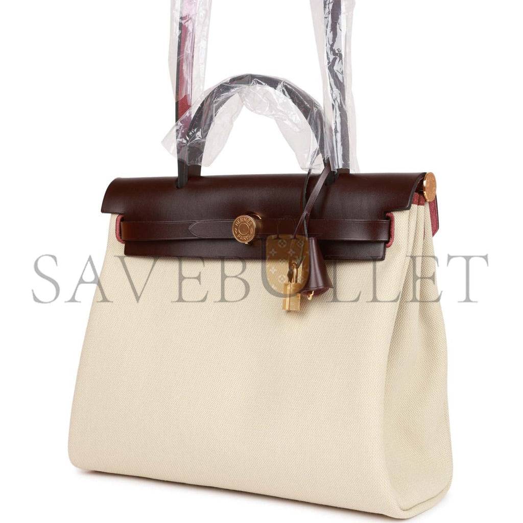 HERMES HERBAG ZIP PM 31 BETON TOILE H BERLINE ROUGE SELLIER HUNTER GOLD HARDWARE (30*27*11cm) HERMES HERBAG ZIP PM 31 BETON TOILE H BERLINE ROUGE SELLIER HUNTER GOLD HARDWARE (30*27*11cm)