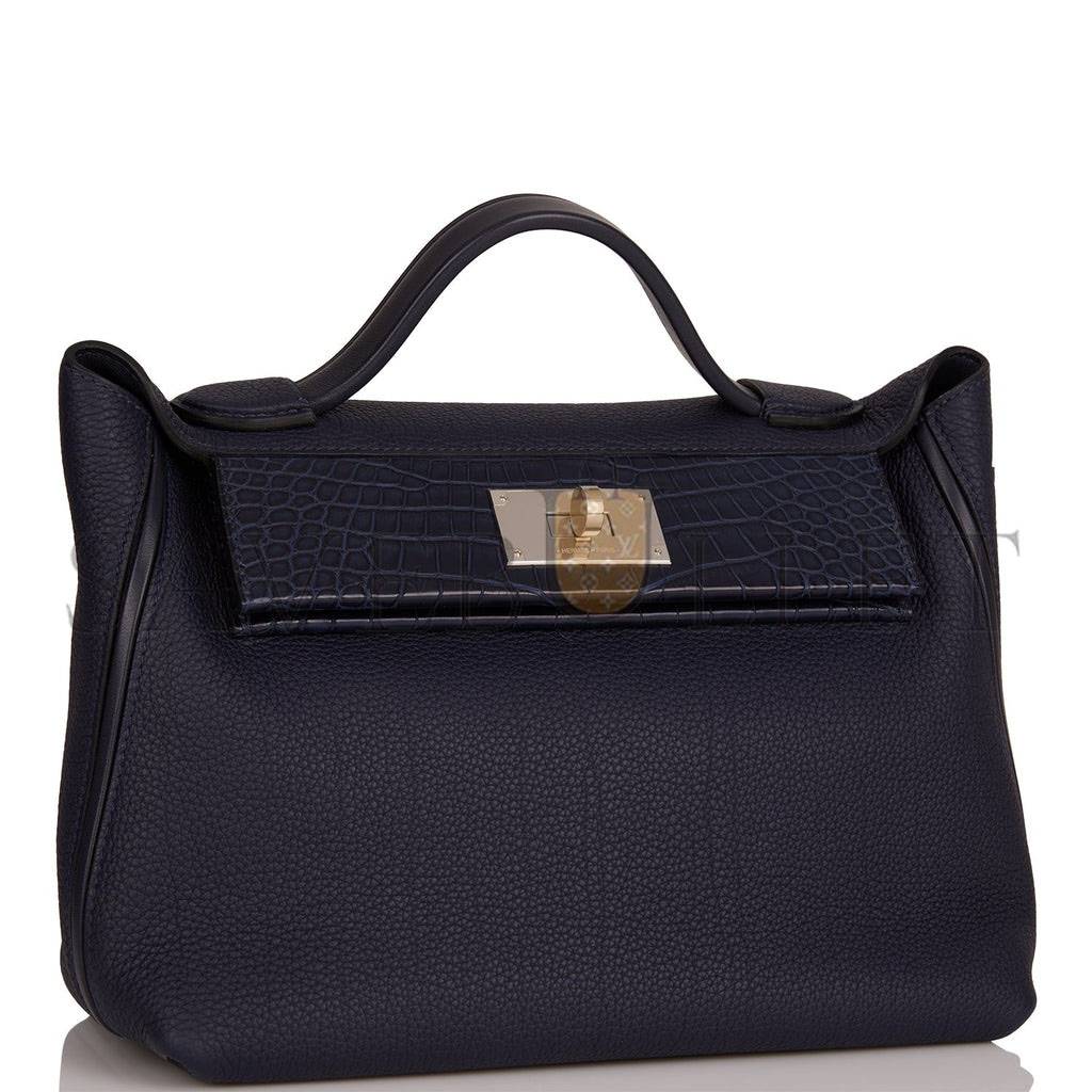 HERMES 2424 BAG 29 BLEU NUIT ALLIGATOR AND TOGO TOUCH PALLADIUM HARDWARE (29*24*15cm) HERMES 2424 BAG 29 BLEU NUIT ALLIGATOR AND TOGO TOUCH PALLADIUM HARDWARE (29*24*15cm)