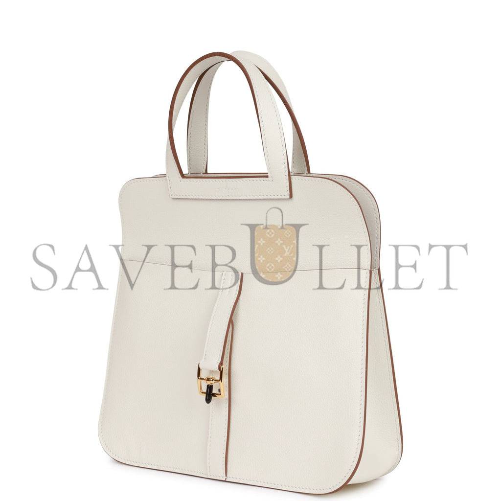 HERMES HALZAN 25 WHITE EVERCOLOR GOLD HARDWARE (25cm)