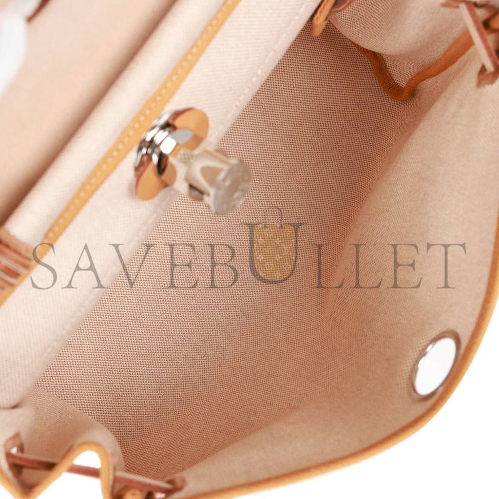 HERMES HERBAG ZIP PM 31 BRIDES DE GALA TOILE H BERLINE NATURAL SABLE PALLADIUM HARDWARE(30*27*11cm) HERMES HERBAG ZIP PM 31 BRIDES DE GALA TOILE H BERLINE NATURAL SABLE PALLADIUM HARDWARE(30*27*11cm)