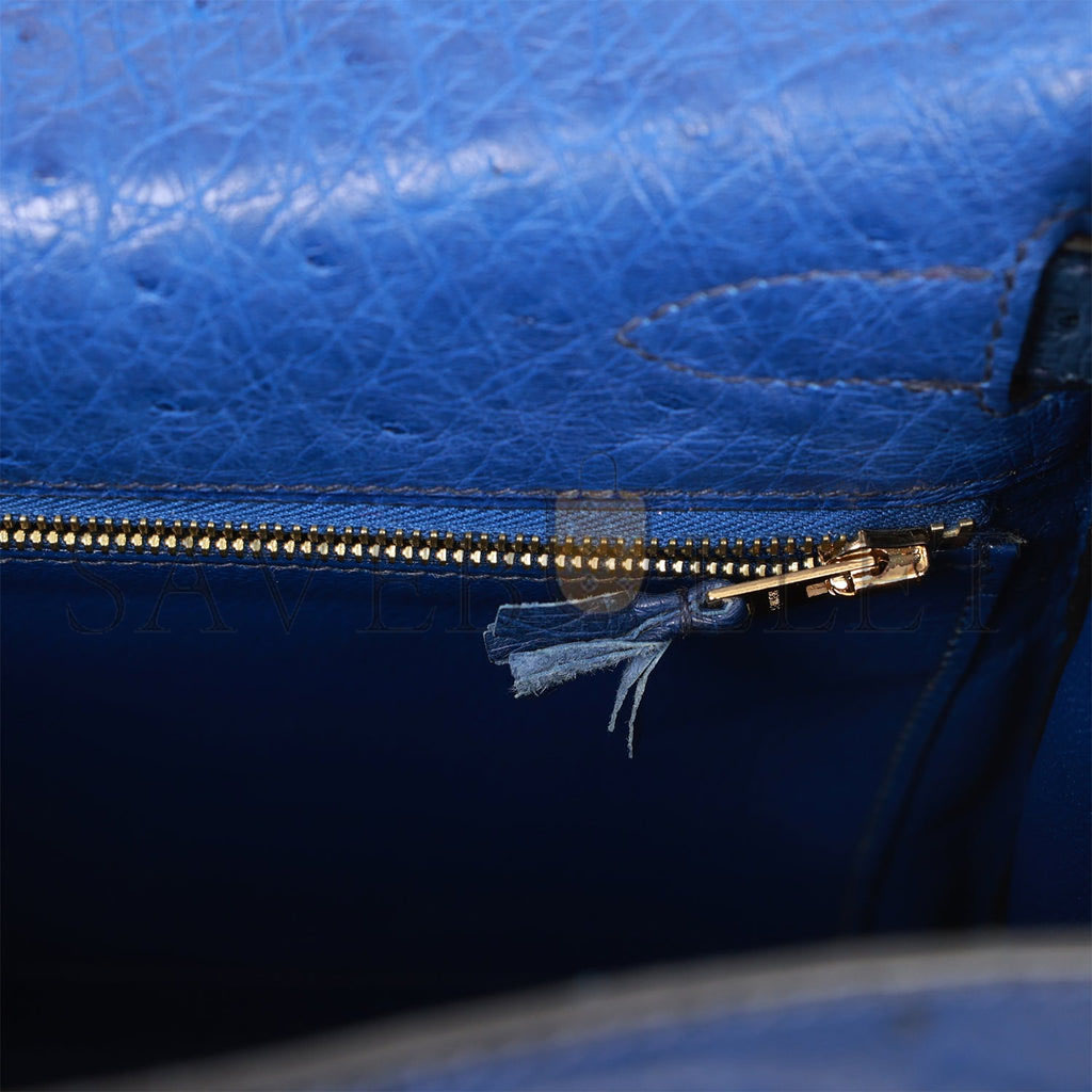 HERMES GHILLIES KELLY RETOURNE 32 BLEU SAPHIR, BLEU IRIS AND BLEU DE MALTE OSTRICH PERMABRASS HARDWARE (32cm) HERMES GHILLIES KELLY RETOURNE 32 BLEU SAPHIR, BLEU IRIS AND BLEU DE MALTE OSTRICH PERMABRASS HARDWARE (32cm)
