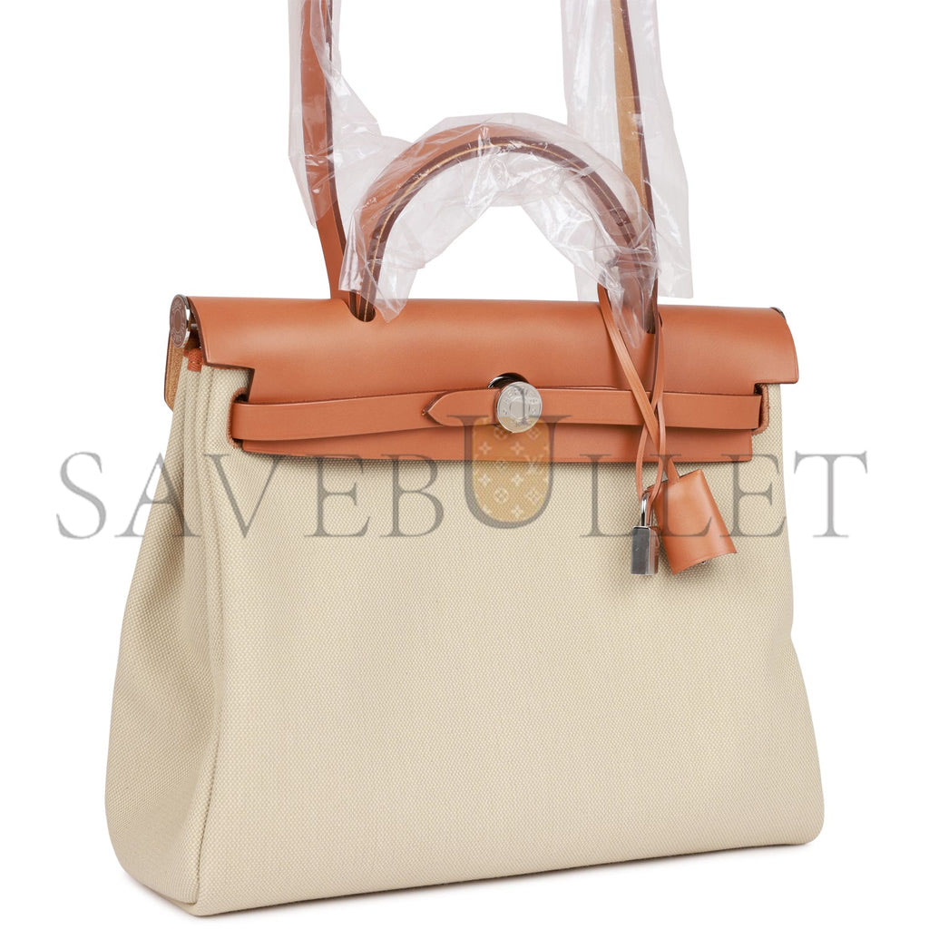 HERMES HERBAG ZIP PM 31 BETON TOILE H BERLINE VACHE NATUREL HUNTER PALLADIUM HARDWARE(30*27*11cm) HERMES HERBAG ZIP PM 31 BETON TOILE H BERLINE VACHE NATUREL HUNTER PALLADIUM HARDWARE(30*27*11cm)