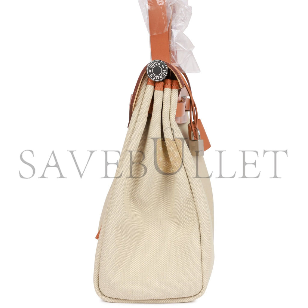 HERMES HERBAG ZIP PM 31 BETON TOILE H BERLINE VACHE NATUREL HUNTER PALLADIUM HARDWARE(30*27*11cm) HERMES HERBAG ZIP PM 31 BETON TOILE H BERLINE VACHE NATUREL HUNTER PALLADIUM HARDWARE(30*27*11cm)