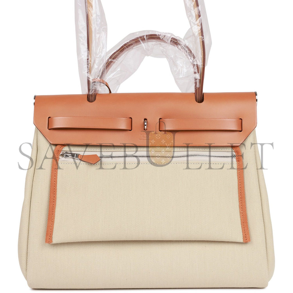 HERMES HERBAG ZIP PM 31 BETON TOILE H BERLINE VACHE NATUREL HUNTER PALLADIUM HARDWARE(30*27*11cm) HERMES HERBAG ZIP PM 31 BETON TOILE H BERLINE VACHE NATUREL HUNTER PALLADIUM HARDWARE(30*27*11cm)
