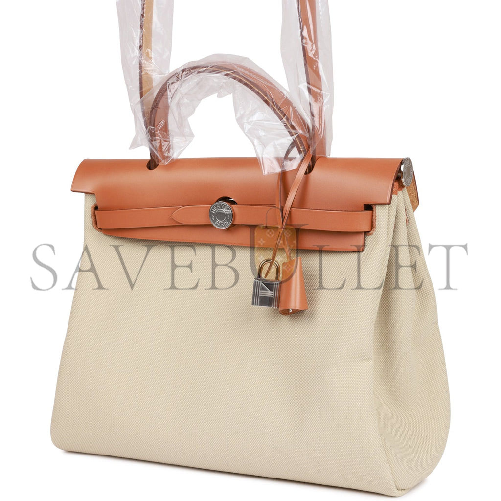 HERMES HERBAG ZIP PM 31 BETON TOILE H BERLINE VACHE NATUREL HUNTER PALLADIUM HARDWARE(30*27*11cm) HERMES HERBAG ZIP PM 31 BETON TOILE H BERLINE VACHE NATUREL HUNTER PALLADIUM HARDWARE(30*27*11cm)