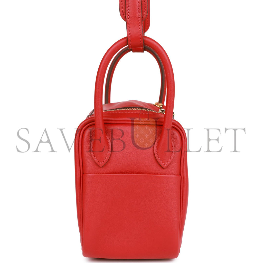 HERMES MINI LINDY ROUGE PIMENT SWIFT GOLD HARDWARE (19*12.5*9) HERMES MINI LINDY ROUGE PIMENT SWIFT GOLD HARDWARE (19*12.5*9)
