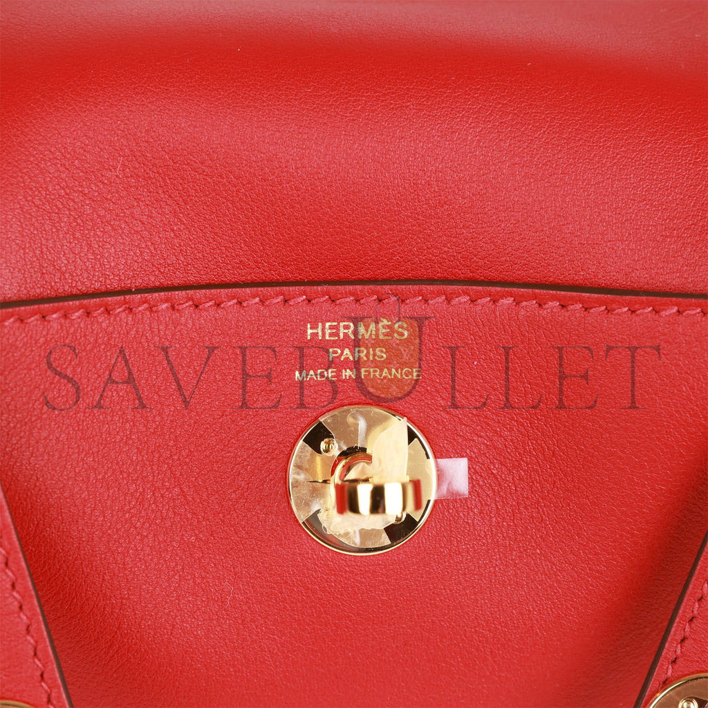 HERMES MINI LINDY ROUGE PIMENT SWIFT GOLD HARDWARE (19*12.5*9) HERMES MINI LINDY ROUGE PIMENT SWIFT GOLD HARDWARE (19*12.5*9)