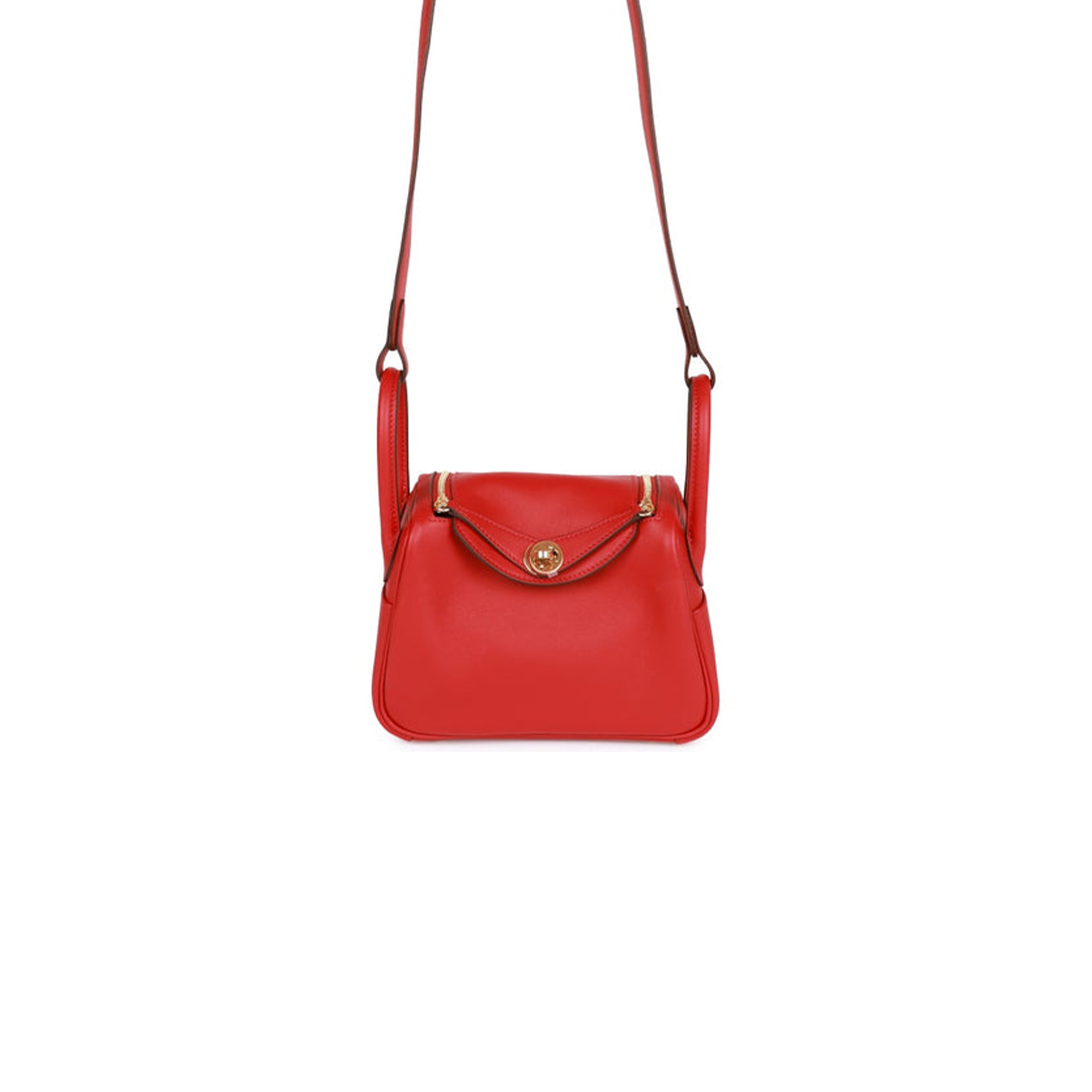 HERMES MINI LINDY ROUGE PIMENT SWIFT GOLD HARDWARE (19*12.5*9) HERMES MINI LINDY ROUGE PIMENT SWIFT GOLD HARDWARE (19*12.5*9)