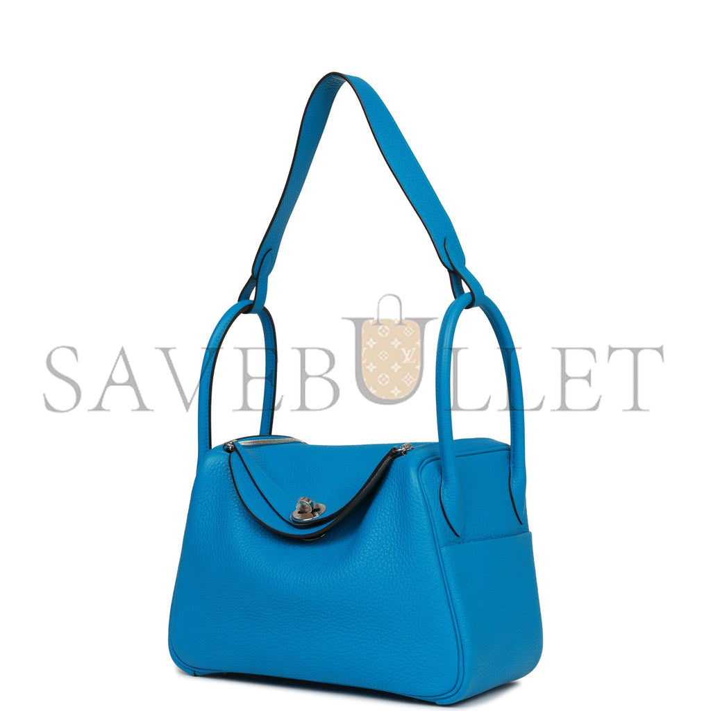 HERMES LINDY 26 BLEU ZANZIBAR VERSO CLEMENCE PALLADIUM HARDWARE(26*18*12cm) HERMES LINDY 26 BLEU ZANZIBAR VERSO CLEMENCE PALLADIUM HARDWARE(26*18*12cm)