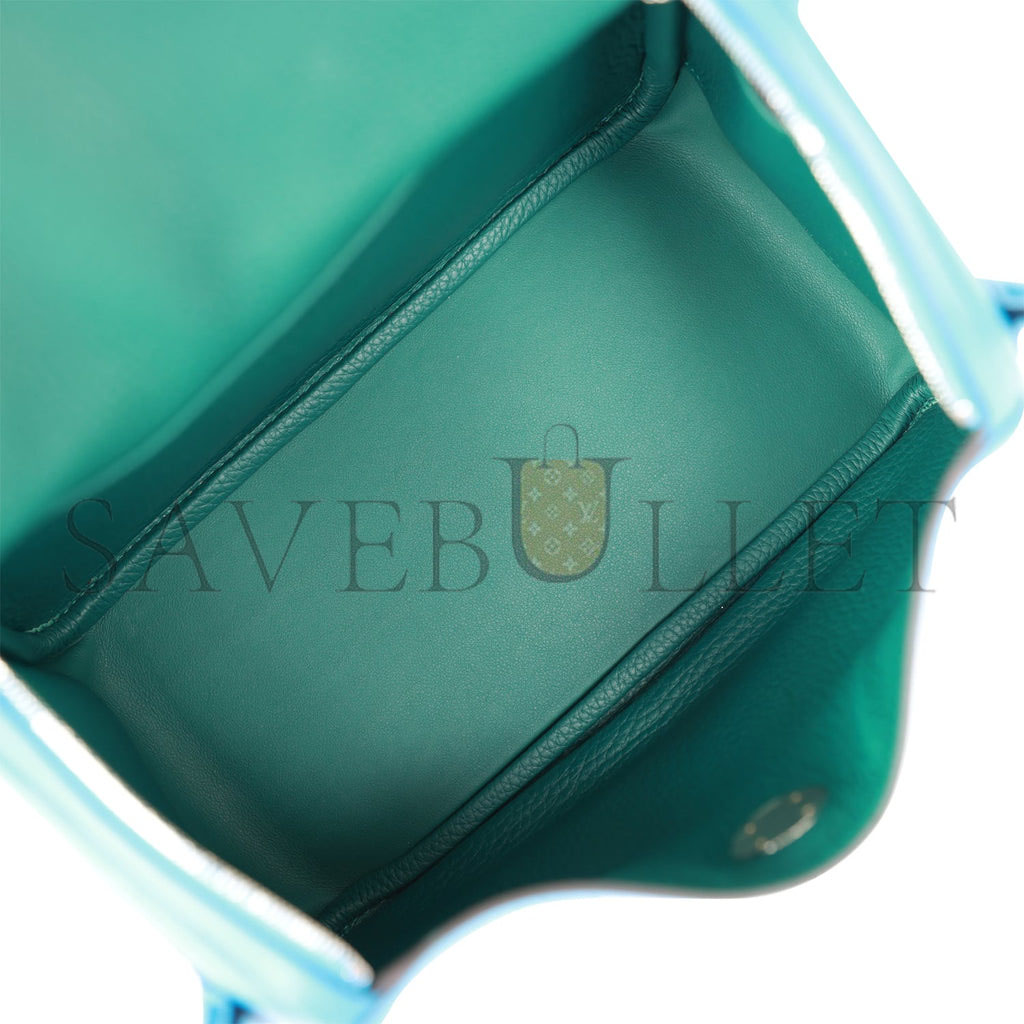 HERMES LINDY 26 BLEU ZANZIBAR VERSO CLEMENCE PALLADIUM HARDWARE(26*18*12cm) HERMES LINDY 26 BLEU ZANZIBAR VERSO CLEMENCE PALLADIUM HARDWARE(26*18*12cm)