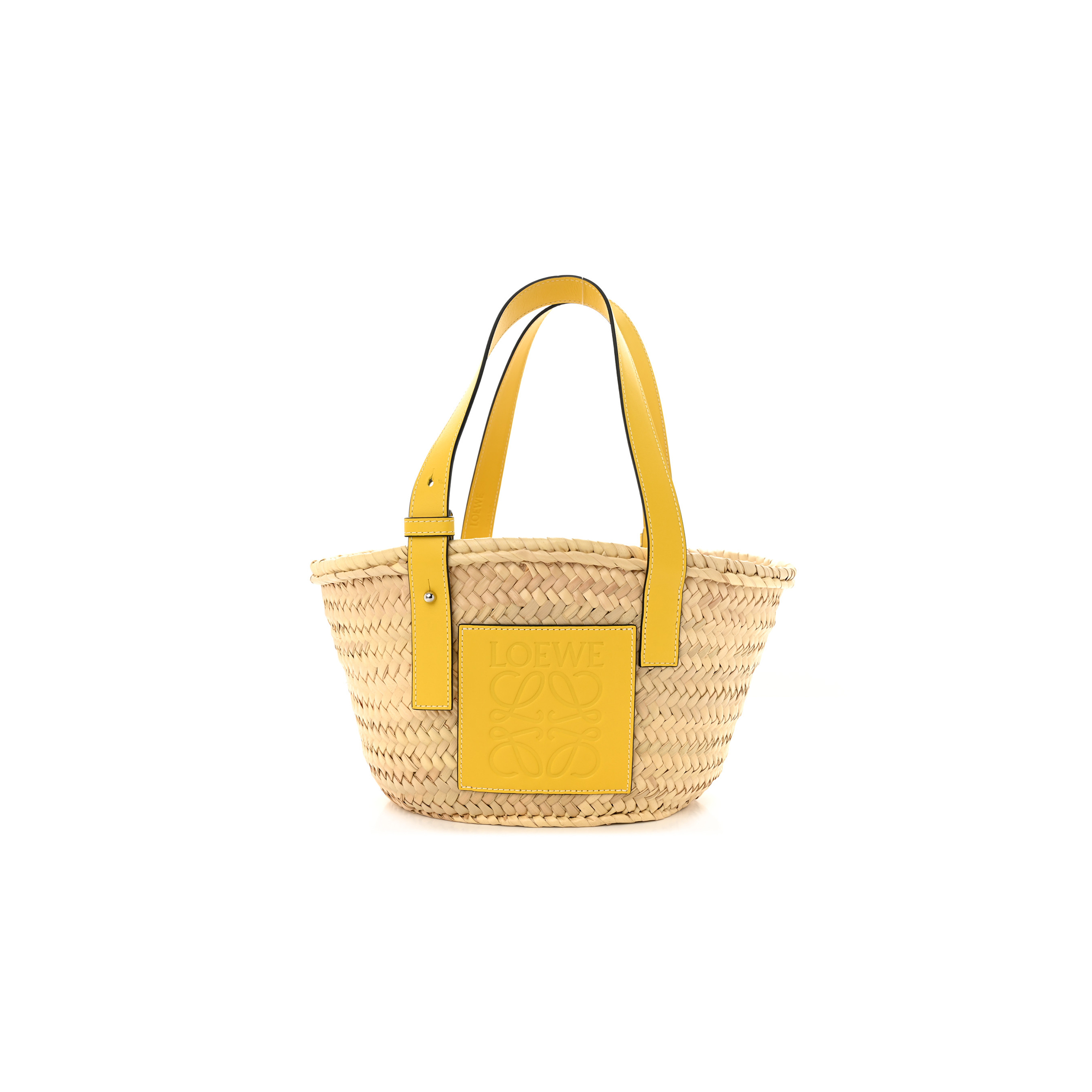 LOEWE RAFFIA SMALL BASKET TOTE BAG NATURAL YELLOW (21*18*13cm) LOEWE RAFFIA SMALL BASKET TOTE BAG NATURAL YELLOW (21*18*13cm)