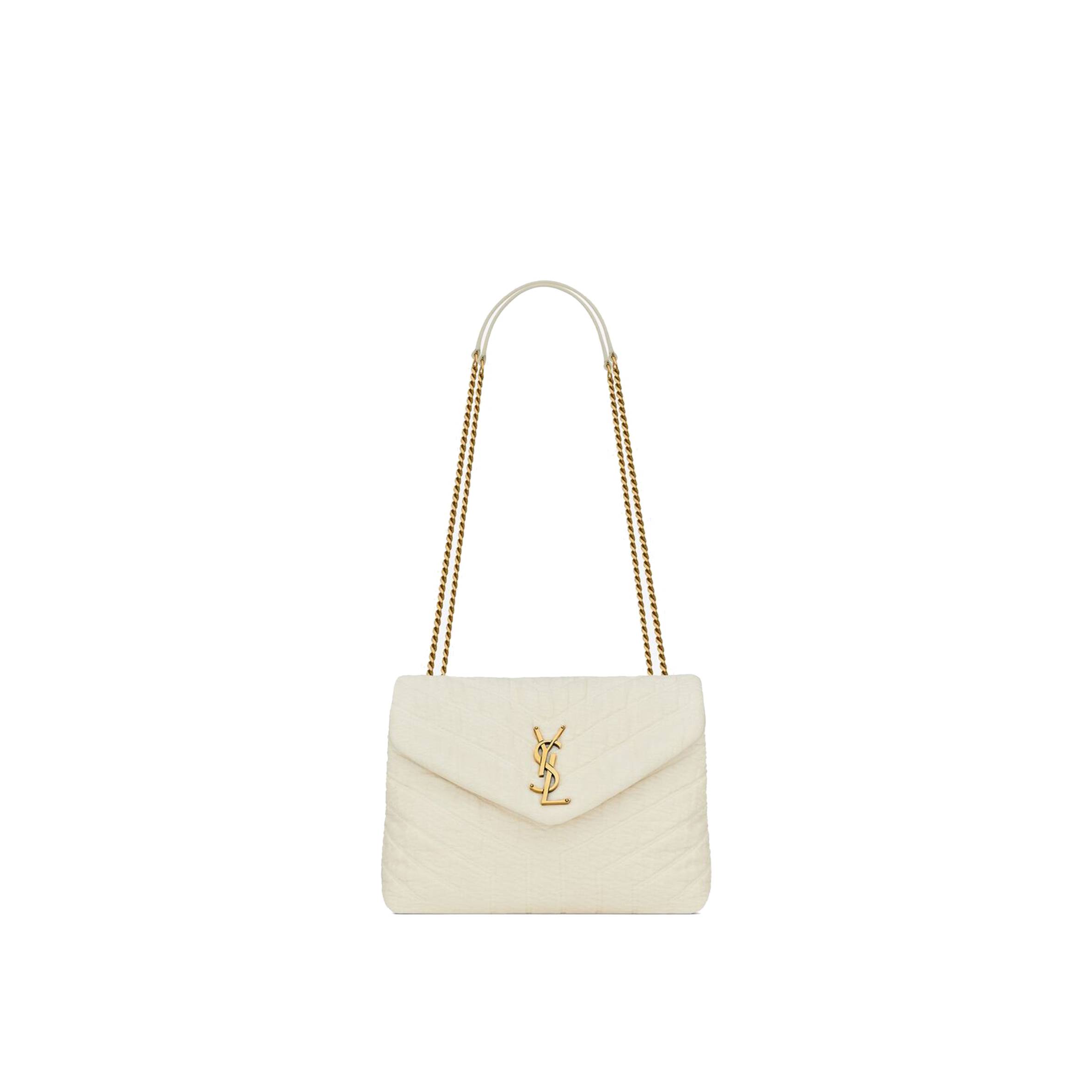 YSL LOULOU SMALL IN QUILTED &QUOT;Y&QUOT; COTTON 494699FABQ99133 (23*17*9cm)