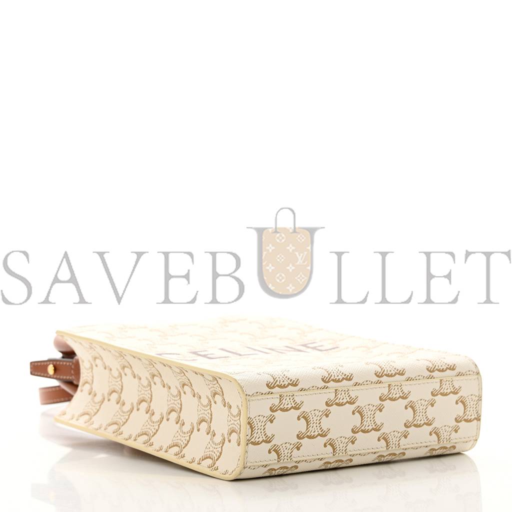 CELINE TRIOMPHE CANVAS CALFSKIN MINI VERTICAL CABAS WHITE (20*17*6cm) CELINE TRIOMPHE CANVAS CALFSKIN MINI VERTICAL CABAS WHITE (20*17*6cm)